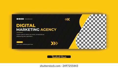 Digital marketing agency Facebook cover photo design with creative shape or web banner for digital marketing business