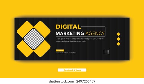 Digital marketing agency Facebook cover photo design with creative shape or web banner for digital marketing business