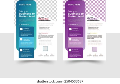 Digital Marketing Agency Flyer, Business Marketing Flyer Set, Corporate Business Flyer Template Design Set mit Blau, Gelb, Rosa und Grün.