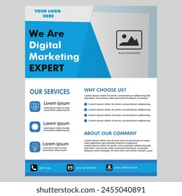 digital marketing agency flyer design template.digital marketing Corporate business flyer template design with blue color


