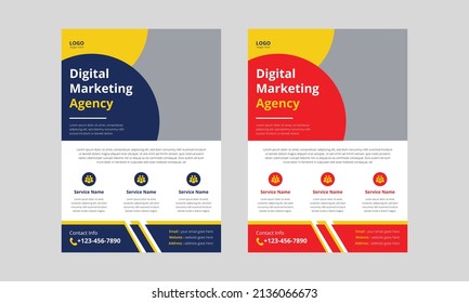 Digital Marketing Agency Flyer Template. Corporate business flyer leaflet design. A4 Size, Cover, Poster, Flyer Design