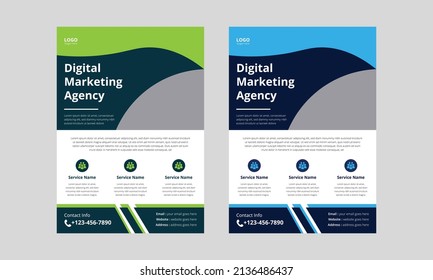 Digital Marketing Agency Flyer Template. Corporate business flyer leaflet design. A4 Size, Cover, Poster, Flyer Design