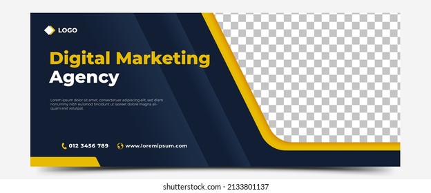 Digital marketing agency horizontal banner design template.