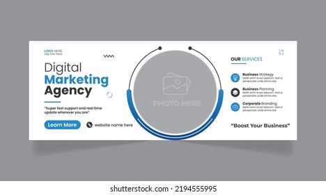 Digital marketing agency horizontal corporate social media banner design, web banner template, timeline cover post