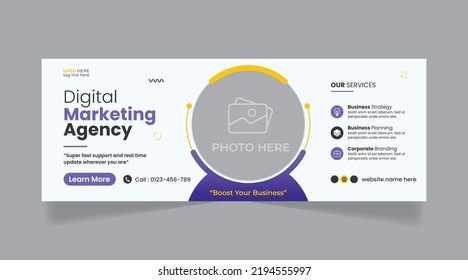 Digital marketing agency horizontal corporate social media banner design, web banner template, timeline cover post