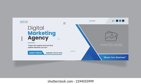 Digital marketing agency horizontal corporate social media banner design, web banner template, timeline cover post