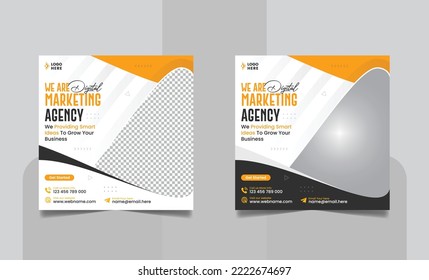 Digital Marketing Agency Online Webinar Social Media Post Set, Corporate Business Promotion Social Media Web Banner, Square Flyer Design Template