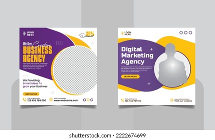 Digital Marketing Agency Online Webinar Social Media Post Set , Corporate Business Promotion Social Media Web Banner, Square Flyer Design Template
