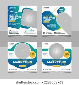 Digital Marketing Agency Online Webinar Social Media Post Set , Corporate Business Promotion Social Media Web Banner, Square Flyer Design Template