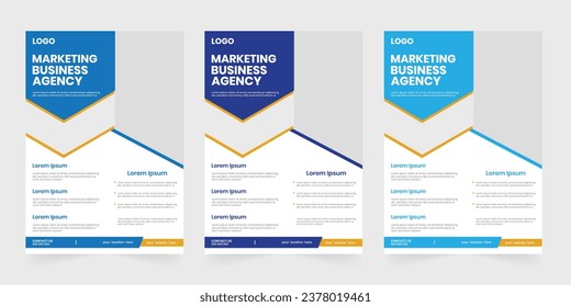 Digital marketing agency print editable flyer design, Business vector graphic advertising flier layout, A4 size commercial case study, handout, and print media design