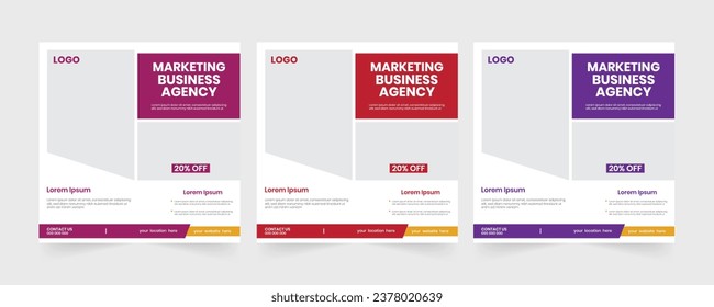 Digital marketing agency print editable banner design, Business vector graphic advertising web post layout, Square commercial web banner, print banner, billboard and print media design