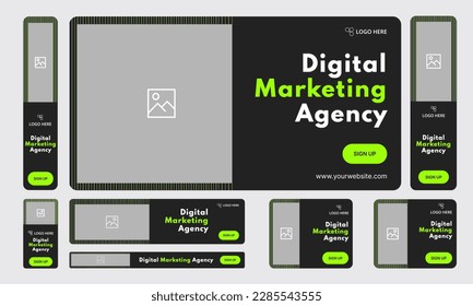 Digital marketing agency set of web banner template design for socical media posts, editable vector eps 10 file format