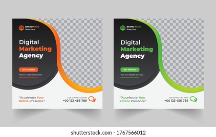 Digital Marketing Agency Socaial media post, corporate business social media post,  square flyer template Design.