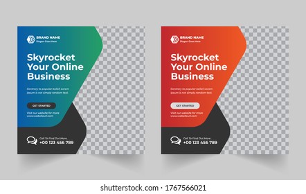 Digital Marketing Agency Socaial media post, corporate business social media post,  square flyer template Design.