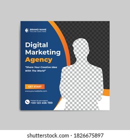 digital marketing agency social media post design template, business marketing agency post.