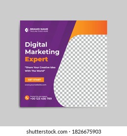 digital marketing agency social media post design template, business marketing agency post.