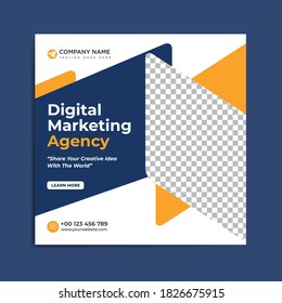 digital marketing agency social media post design template, business marketing agency post.