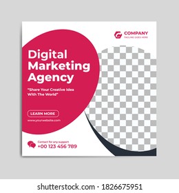 digital marketing agency social media post design template, business marketing agency post.