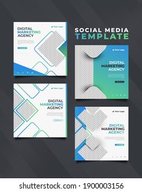 Digital marketing agency social media post template in modern and dynamic concept. Collection of business social media template