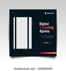 Digital marketing agency social media post template in futuristic and dynamic concept