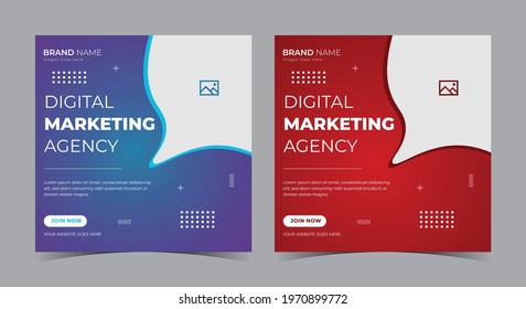 Digital Marketing Agency Social Media Tamplate, marketing social media post and flyer