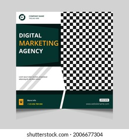 Digital marketing agency social media post template, fully editable web banner design.