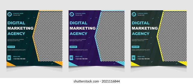 digital marketing agency social media post template set