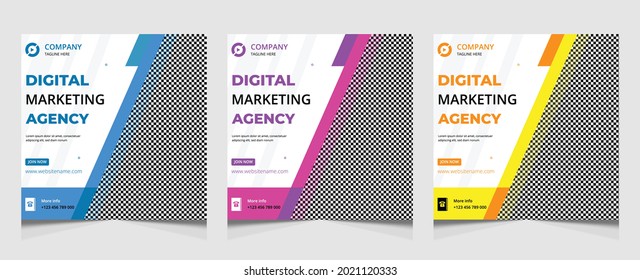 digital marketing agency social media post template set fully editable 
