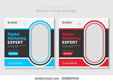 Digital marketing agency social media banner and corporate Business square flyer, poster and brochure cover template Design