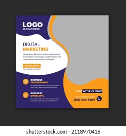 Digital marketing agency social media post and digital business marketing social media banner