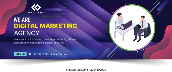 digital marketing agency for social media Facebook cover banner template, corporate Modern vector business banner design