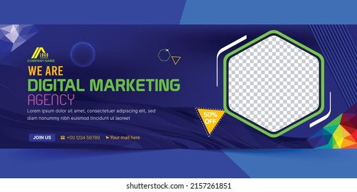 digital marketing agency for social media cover banner template corporate Modern vector business banner design web banner, Creative Start-Up online Business Ad template