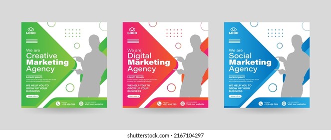 Digital marketing agency social media post. Use for advertising banner and post. Abstract Digital Marketing Agency Social Media Post Templates. web banner and cover