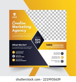 Digital marketing Agency social media post web banner with yellow shape
