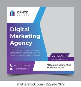Digital marketing agency social media post design and web banner template.