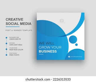 Digital marketing agency social media post and Square web banner template
