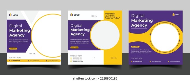 Digital Marketing agency social media post template and web banner template.