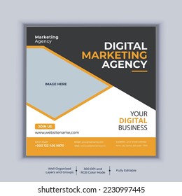 Digital marketing agency social media post banner design vector template. Modern layout business banner design
