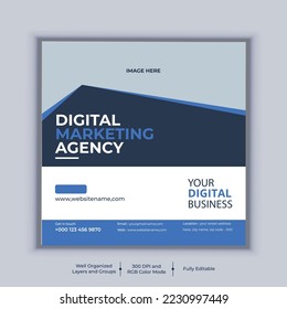 Digital marketing agency social media post banner design vector template. Modern layout business banner design
