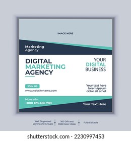 Digital marketing agency social media post banner design vector template. Modern layout business banner design
