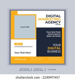 Digital marketing agency social media post banner design vector template. Modern layout business banner design
