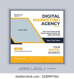 Digital marketing agency social media post banner design vector template. Modern layout business banner design
