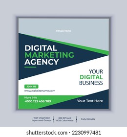 Digital marketing agency social media post banner design vector template. Modern layout business banner design
