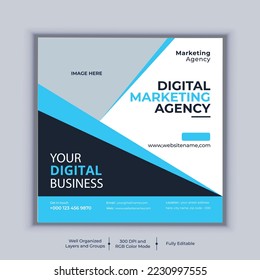 Digital marketing agency social media post banner design vector template. Modern layout business banner design
