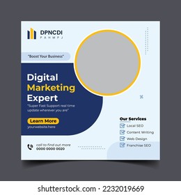 Digital marketing agency social media post design vector template. 