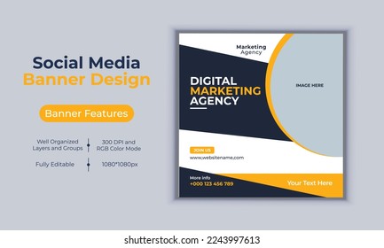 Digital marketing agency social media post banner design vector template modern layout design