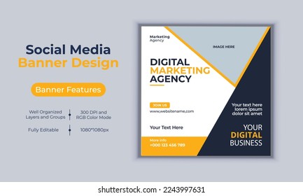 Digital marketing agency social media post banner design vector template modern layout design