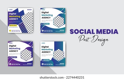 Digital marketing agency social media post design bundle or special promotional post