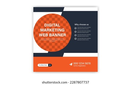 Digital Marketing Agency Social Media Post Design. Web Banner Design. Modern Webinar Template.