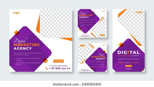 Digital Marketing Agency Social Media Post for Online Marketing Promotion Banner, Story and Web Internet Ads Flyer